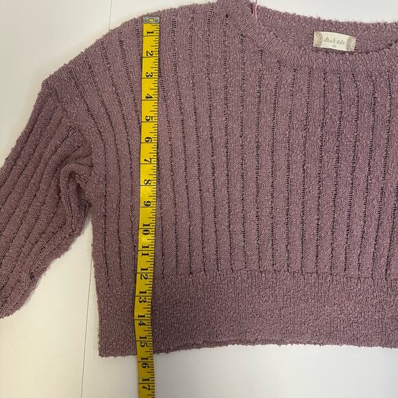 Altar’d State Mauve Ribbed Knit Cropped Sweater -  Textured Pullover - Size XS - Picture 7 of 8
